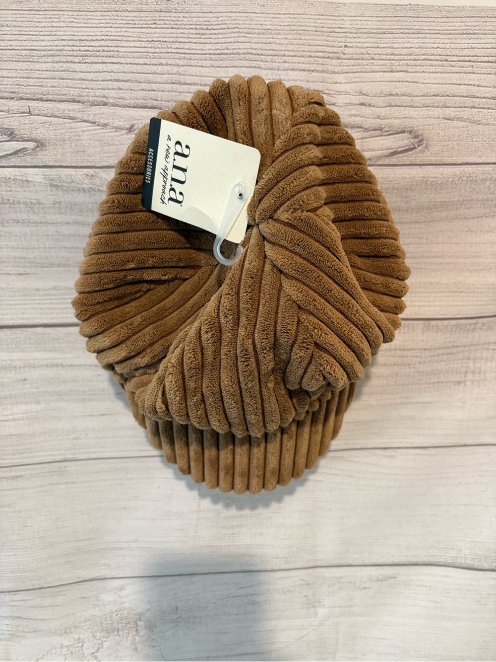 a.n.a Tan Corduroy and Faux-Shearling Hat
